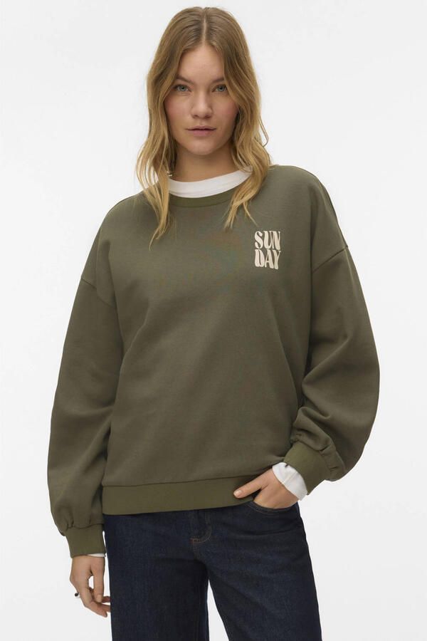 VERO MODA sweater met backprint groen