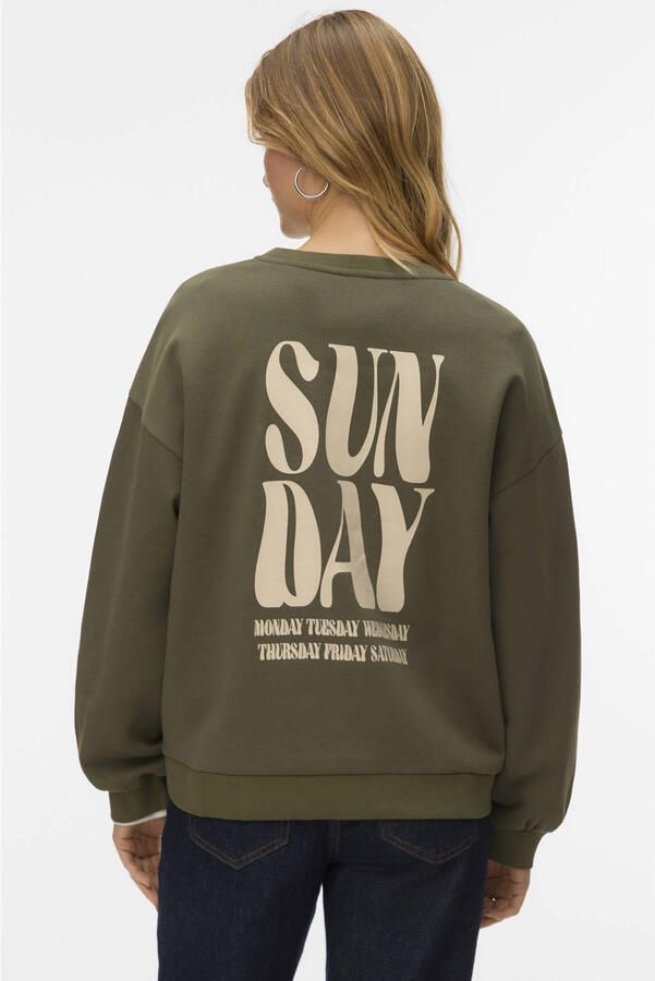 VERO MODA sweater met backprint groen - Foto 3