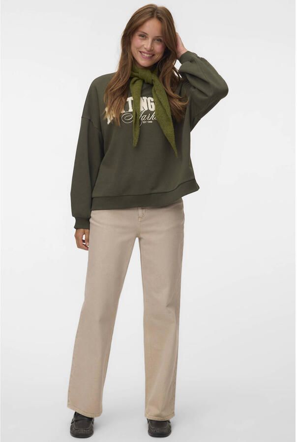 VERO MODA x Wehkamp sweater met print groen