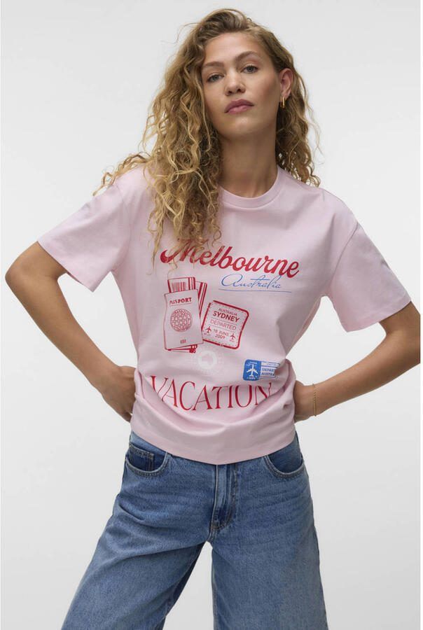 VERO MODA T-shirt lichtroze