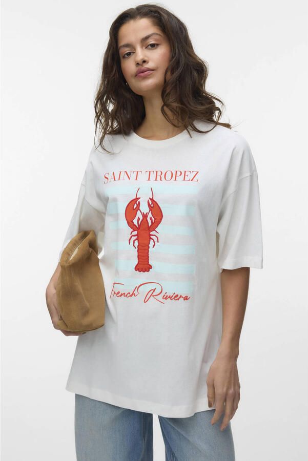 VERO MODA T-shirt met backprint ecru