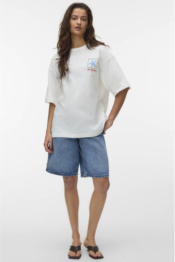 VERO MODA T-shirt met backprint ecru