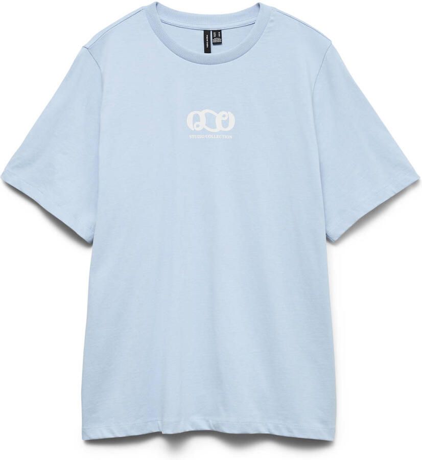 VERO MODA T-shirt met backprint lichtblauw