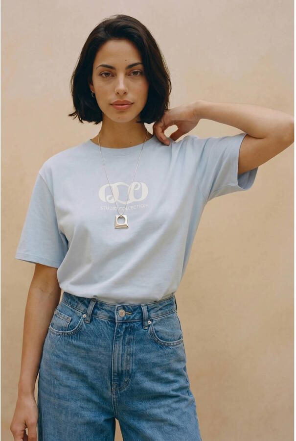 VERO MODA T-shirt met backprint lichtblauw