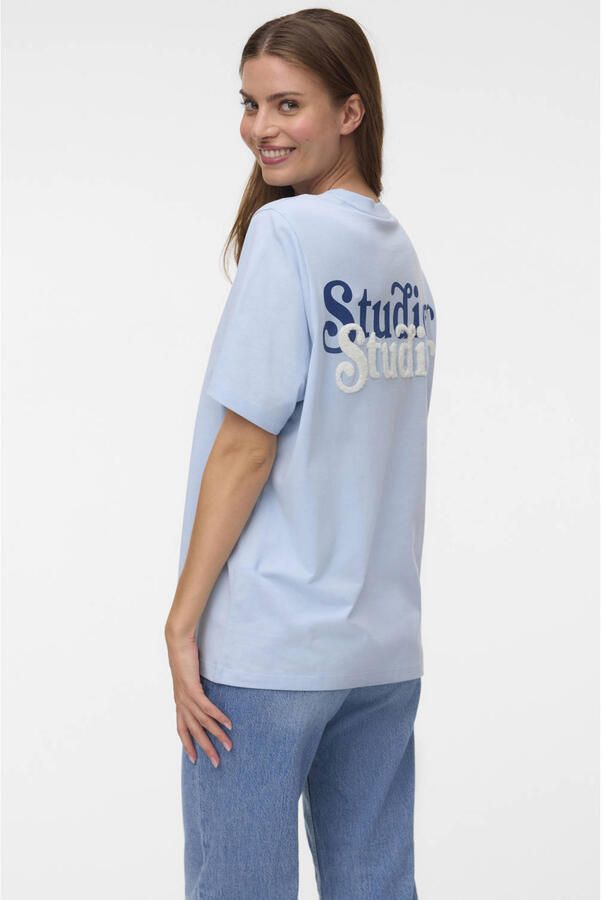 VERO MODA T-shirt met backprint lichtblauw - Foto 2