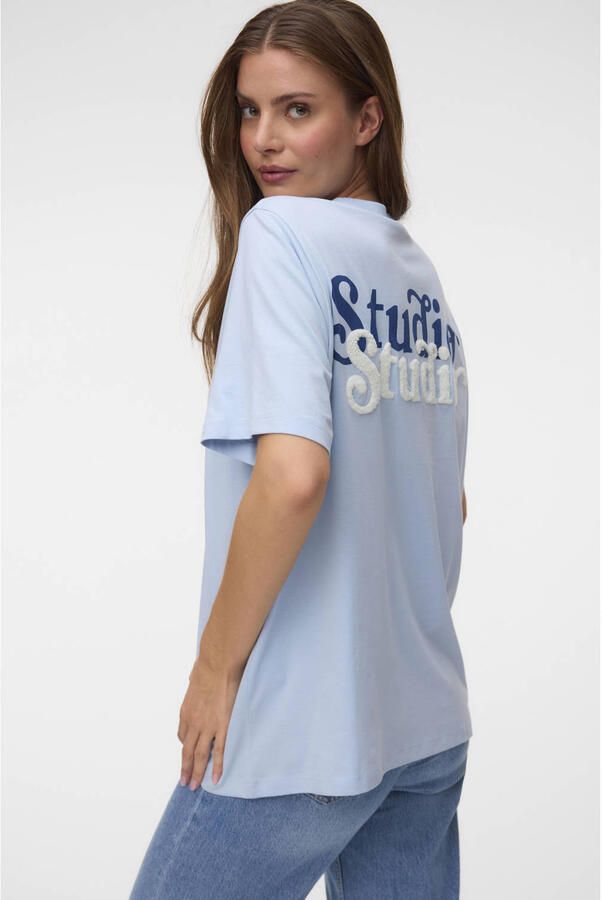 VERO MODA T-shirt met backprint lichtblauw - Foto 3