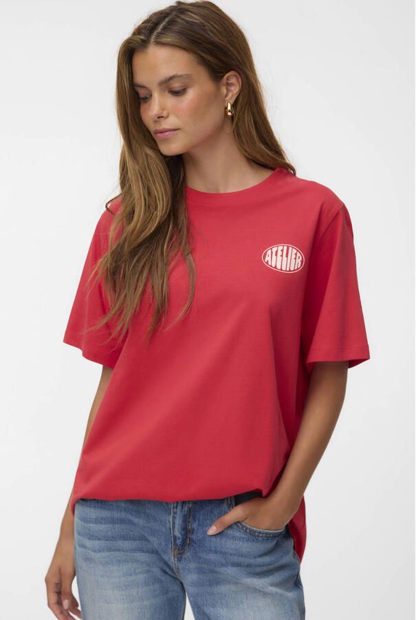 VERO MODA T-shirt met backprint rood