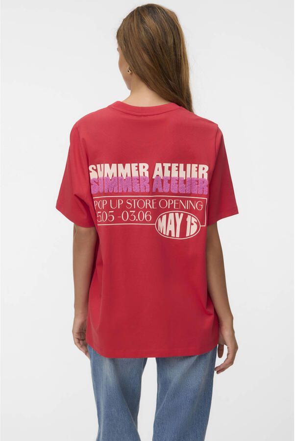VERO MODA T-shirt met backprint rood - Foto 2