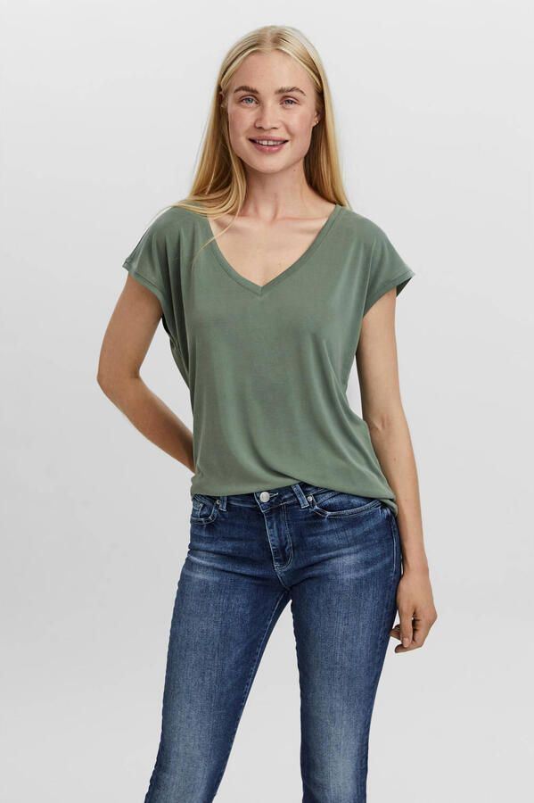 Vero Moda Shirt met V-hals VMFILLI SS V-NECK TEE GA NOOS in een materialenmix met tencel™ modal - Foto 3