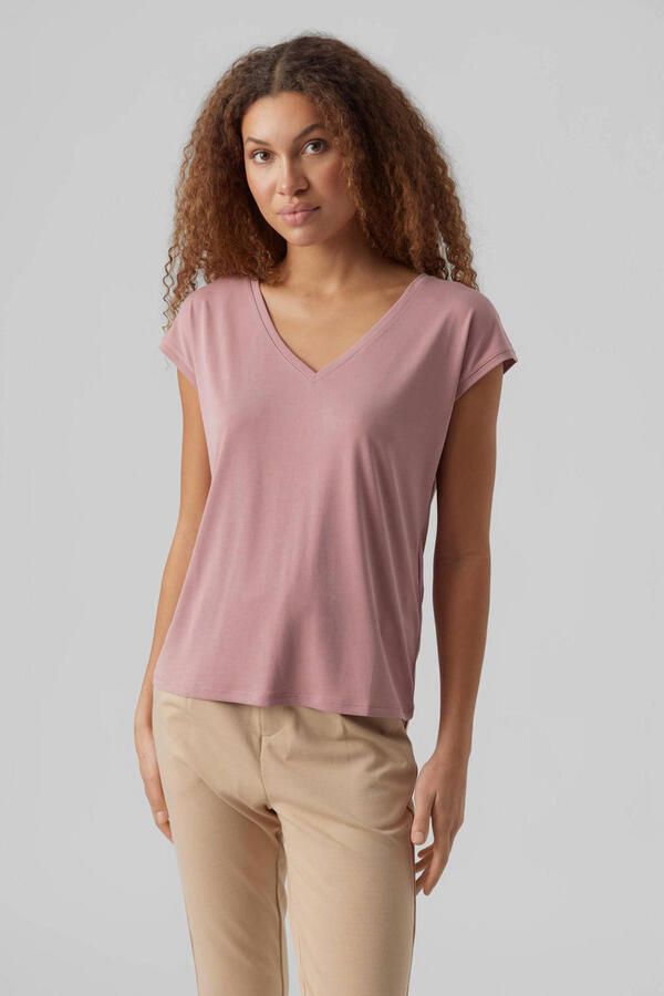 Vero Moda Shirt met V-hals VMFILLI SS V-NECK TEE GA NOOS in een materialenmix met tencel™ modal