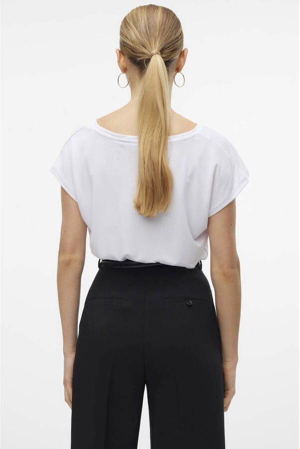 Vero Moda Polyester Blend V-Hals T-Shirt Wit Dames