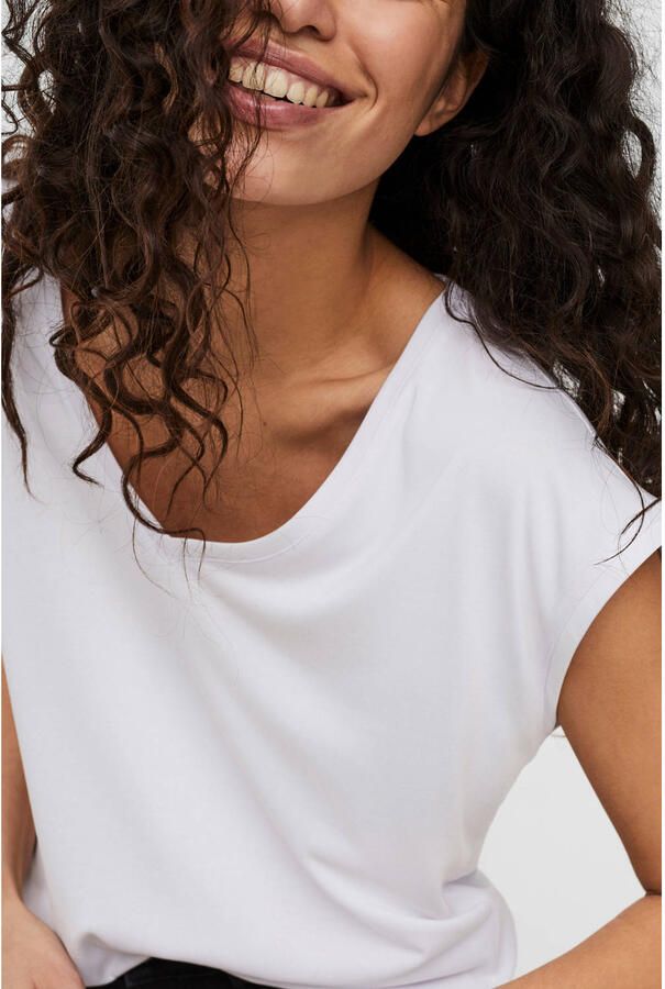 Vero Moda Polyester Blend V-Hals T-Shirt Wit Dames
