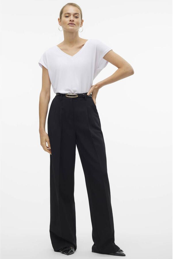 Vero Moda Polyester Blend V-Hals T-Shirt Wit Dames - Foto 3