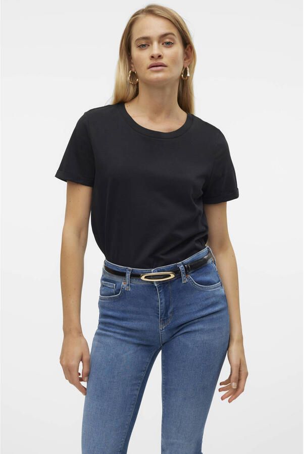 Vero Moda Echte Mode Katoenen T-Shirt Zwart Dames - Foto 2