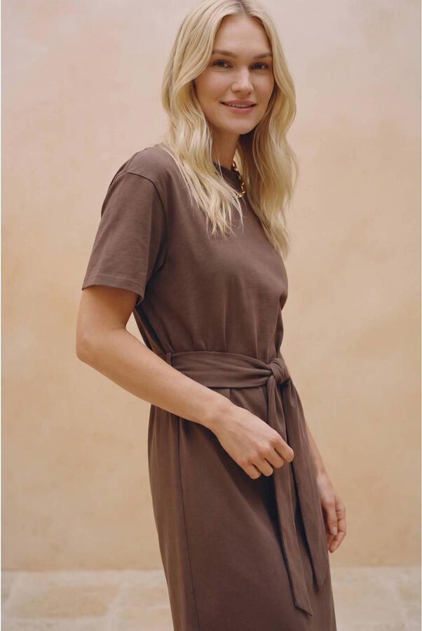 VERO MODA T-shirtjurk met ceintuur bruin - Foto 2
