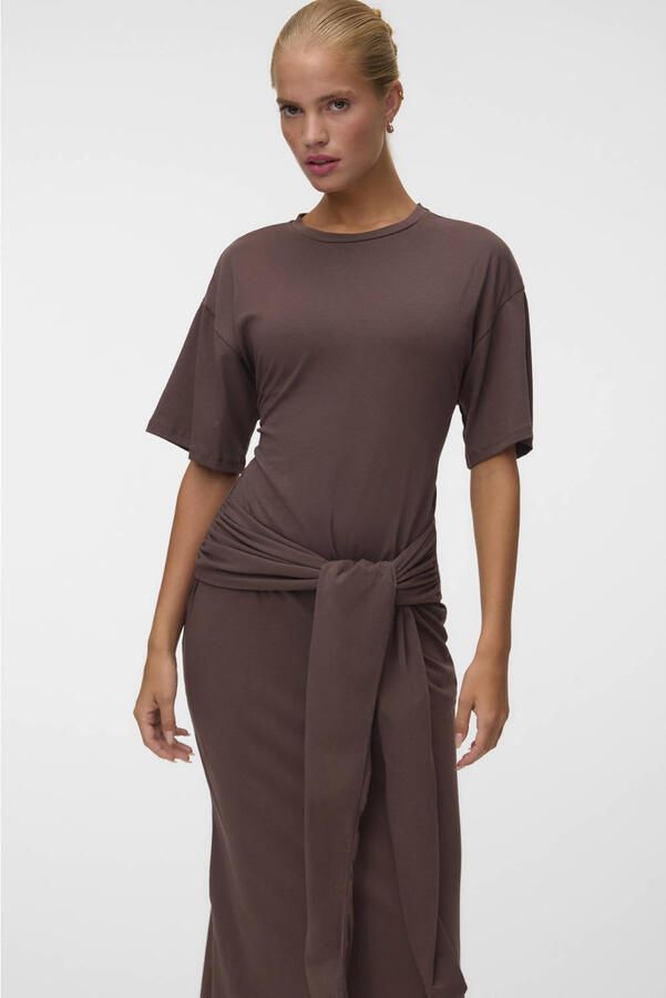 VERO MODA T-shirtjurk met ceintuur bruin