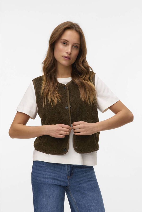 VERO MODA teddy gilet bruin