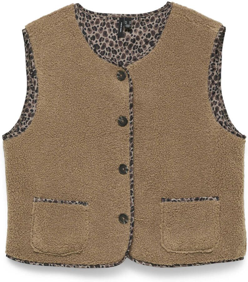 VERO MODA CURVE Plus Size teddy gilet bruin