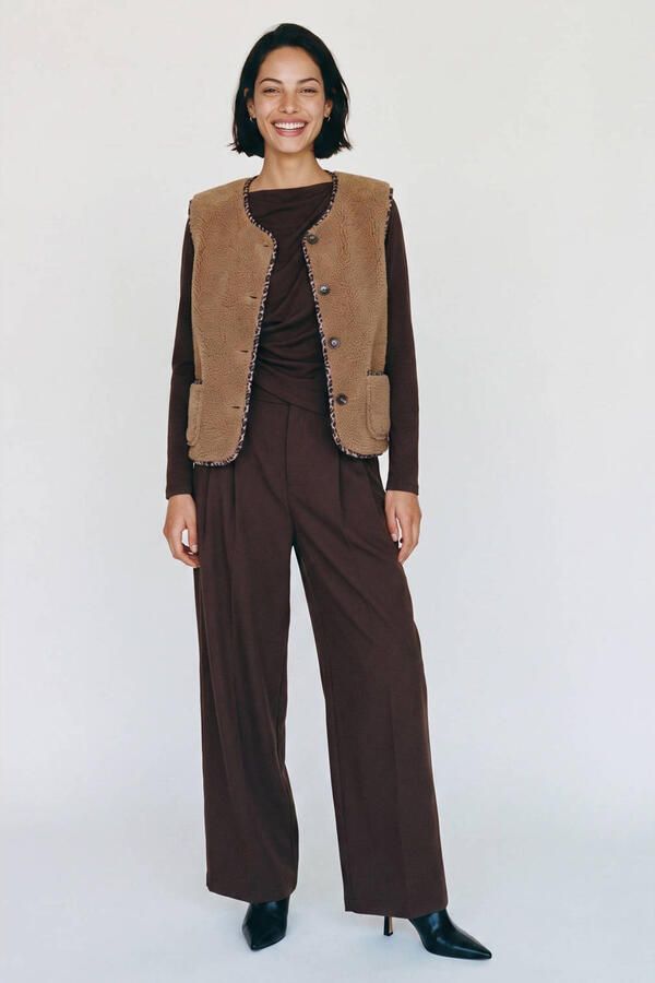 VERO MODA teddy gilet bruin - Foto 2