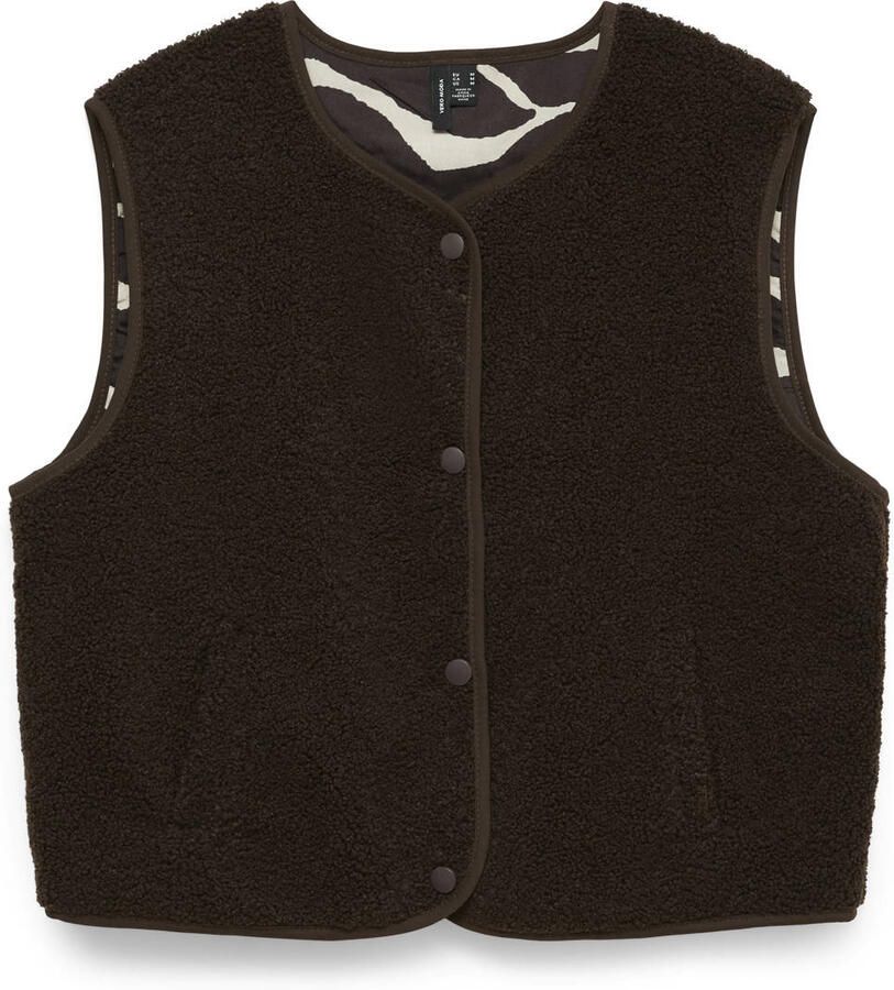 VERO MODA teddy gilet donkerbruin
