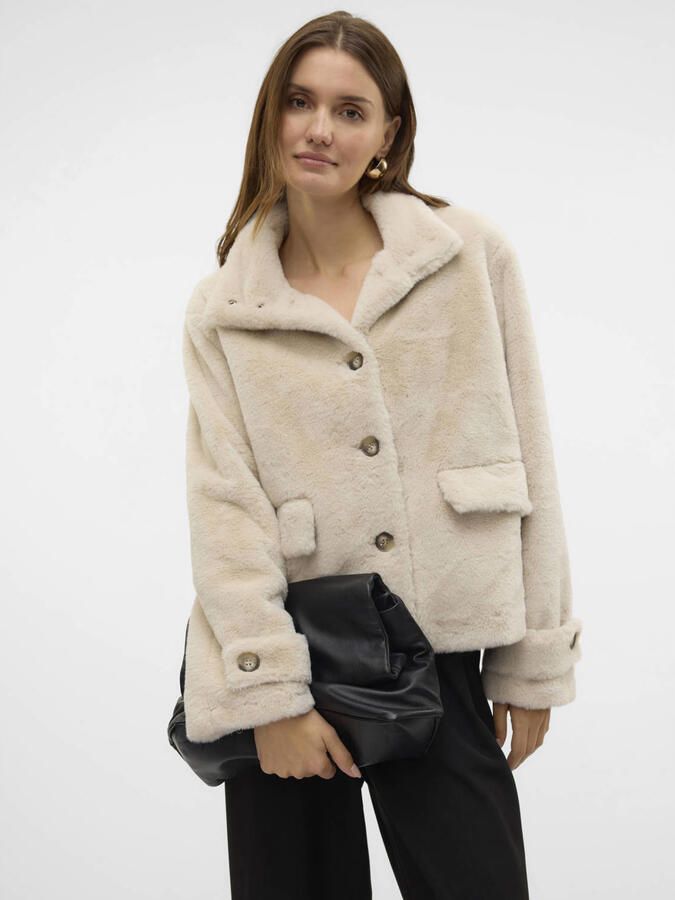 Vero Moda Regular fit jack van imitatiebont met knopen in hoornlook model 'SONJAEVA'