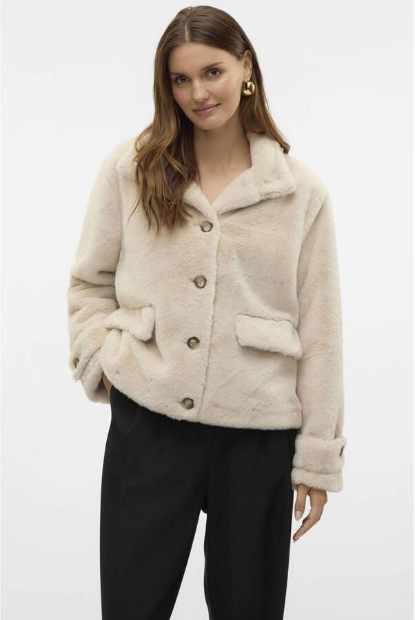 Vero Moda Regular fit jack van imitatiebont met knopen in hoornlook model 'SONJAEVA' - Foto 2