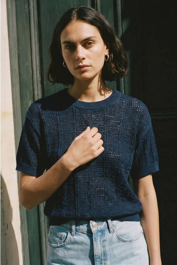 Vero Moda relaxed fit gebreid shirt van katoenmix model 'LUX LIGHT' - Foto 3