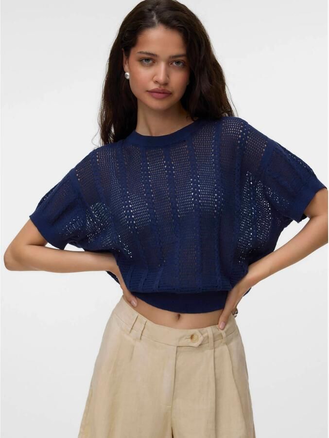 Vero Moda relaxed fit gebreid shirt van katoenmix model 'LUX LIGHT'