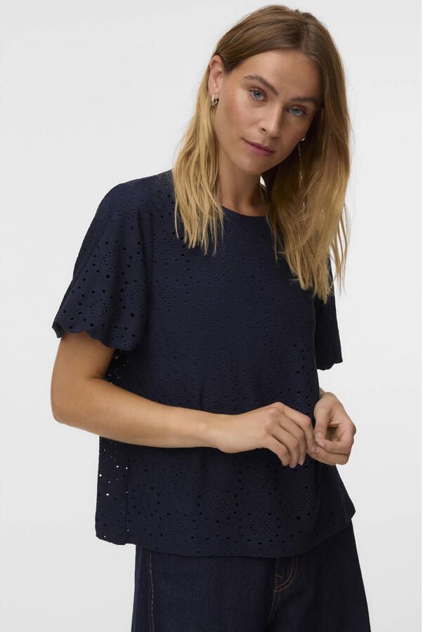VERO MODA top ajour marineblauw
