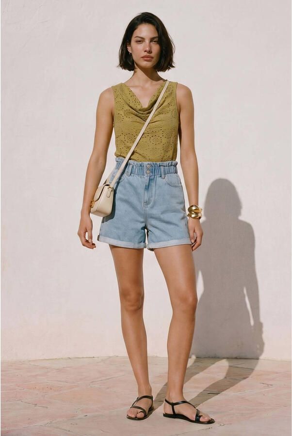 VERO MODA top ajour olijfgroen