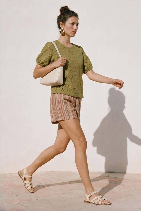 VERO MODA top ajour olijfgroen