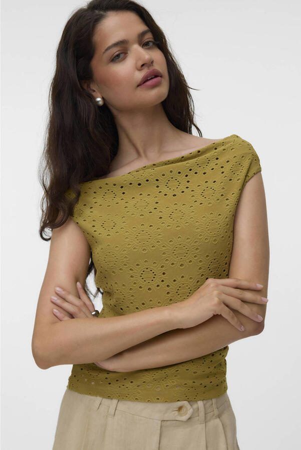VERO MODA top ajour olijfgroen