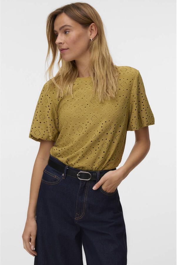 VERO MODA top ajour olijfgroen - Foto 3