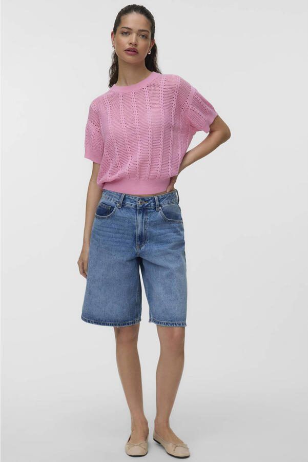 Vero Moda relaxed fit gebreid shirt van katoenmix model 'LUX LIGHT' - Foto 3