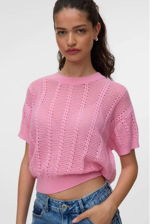 Vero Moda relaxed fit gebreid shirt van katoenmix model 'LUX LIGHT' - Foto 2