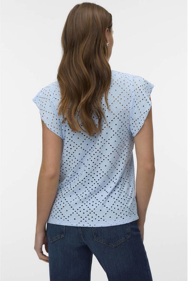 VERO MODA top broderie lichtblauw - Foto 3