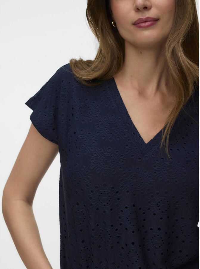 VERO MODA top broderie marineblauw - Foto 2