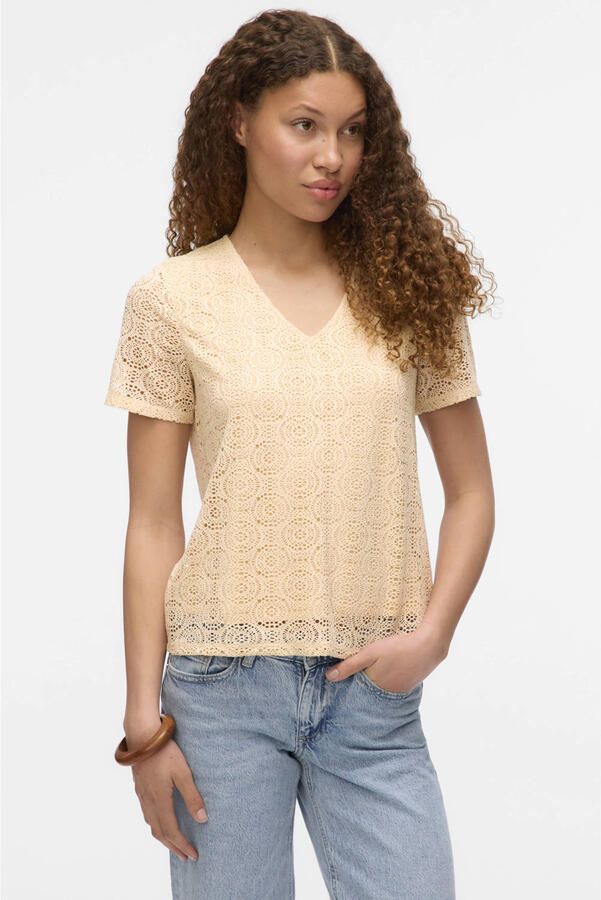 Vero Moda Regular fit T-shirt met etskanteffect model 'MAYA'