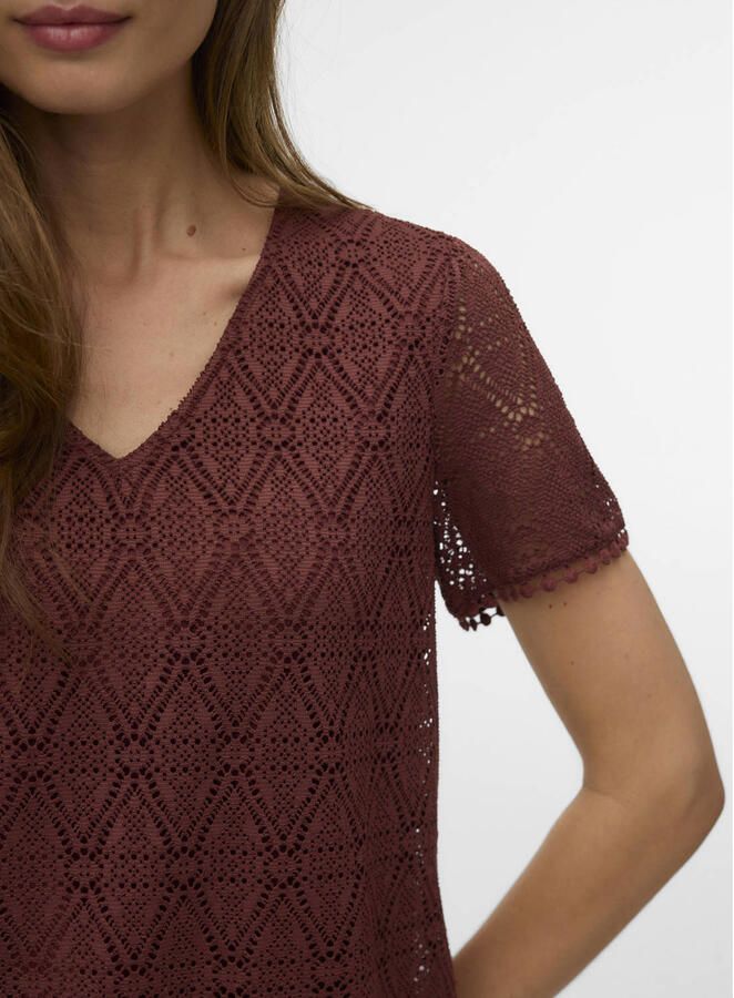VERO MODA top crochet donkerrood - Foto 2