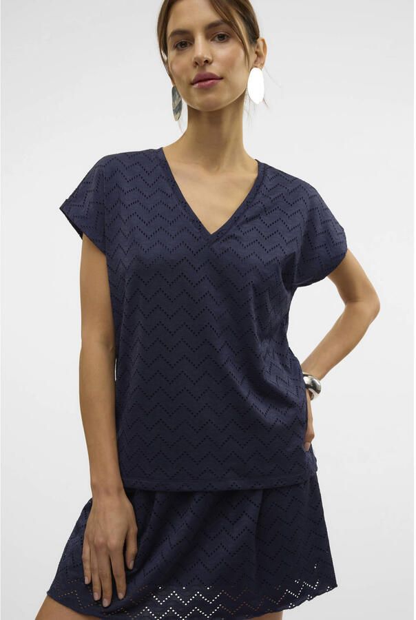 VERO MODA top donkerblauw ajour - Foto 3