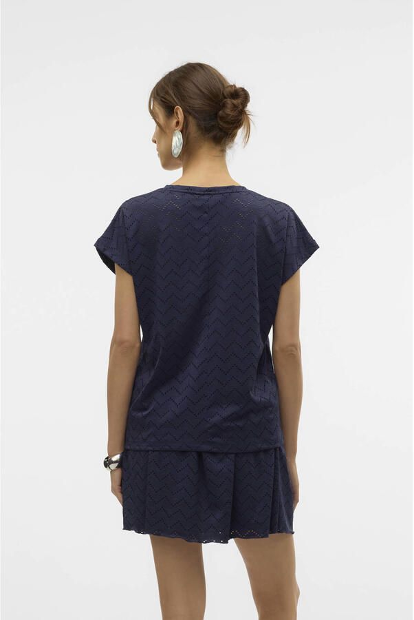 VERO MODA top donkerblauw ajour