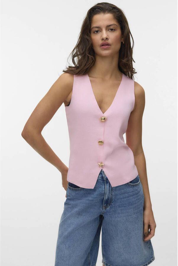 VERO MODA top fijn gebreid lichtroze