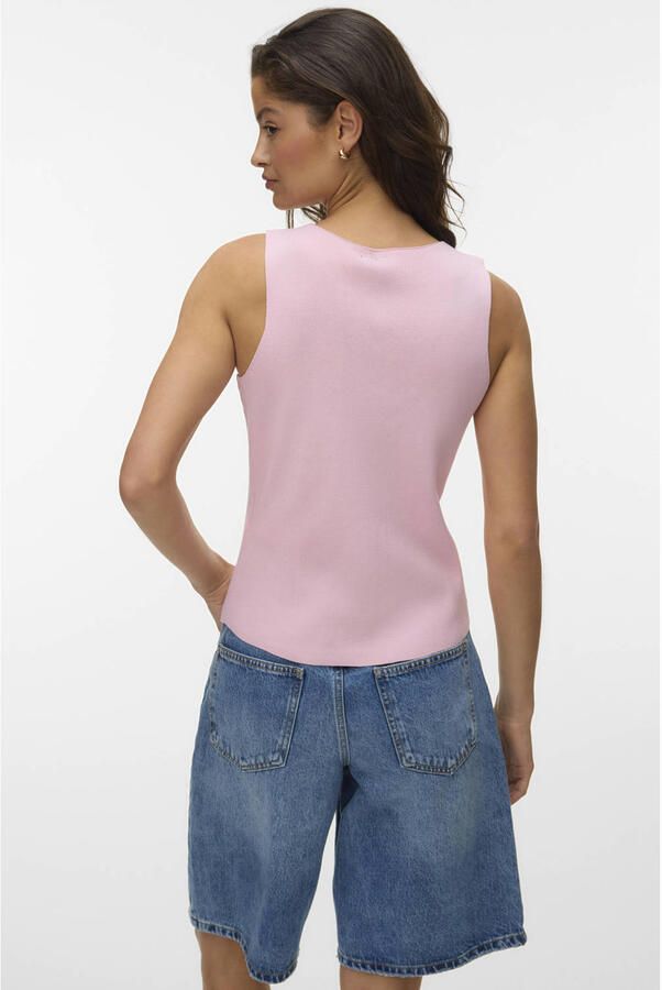 VERO MODA top fijn gebreid lichtroze - Foto 3