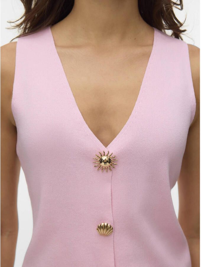 VERO MODA top fijn gebreid lichtroze - Foto 2