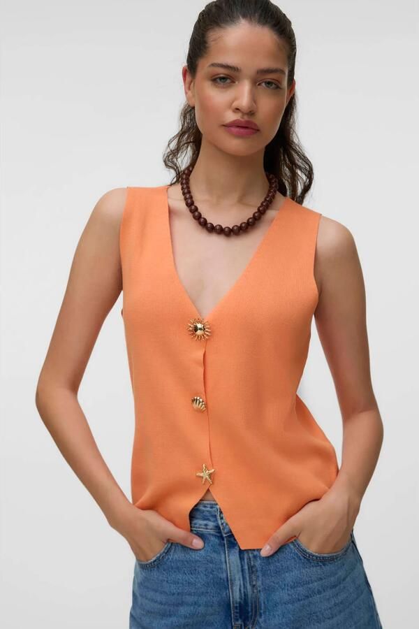 VERO MODA top fijn gebreid oranje - Foto 3