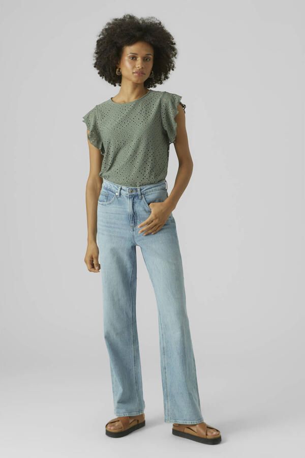 Vero Moda Regular fit T-shirt met ajourpatroon model 'TASSA'