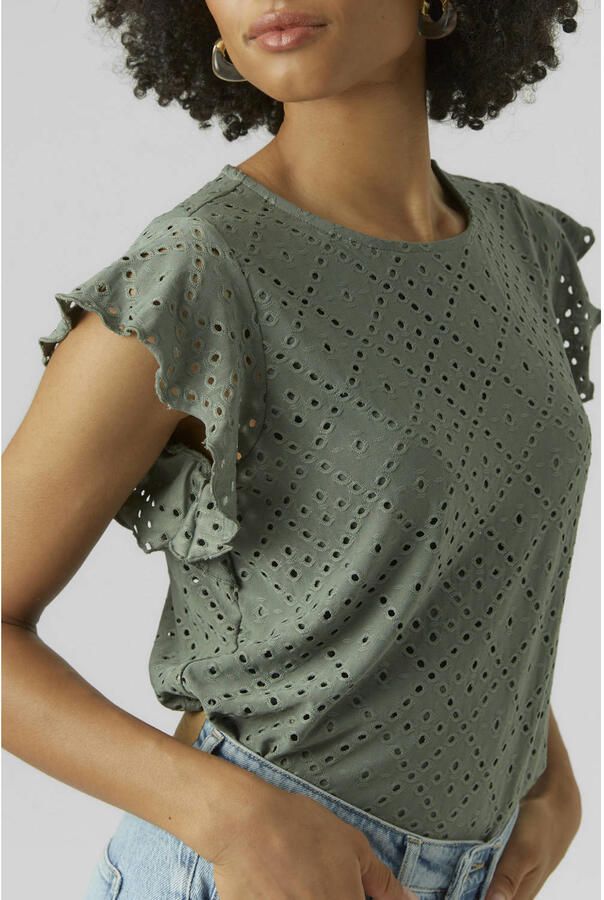 Vero Moda Regular fit T-shirt met ajourpatroon model 'TASSA' - Foto 2