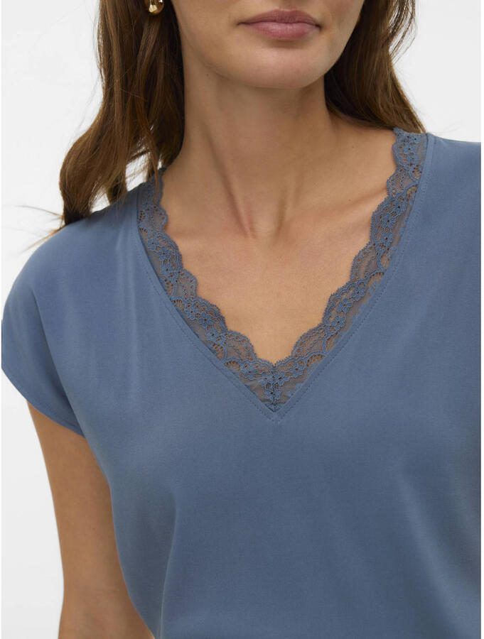 Vero Moda Regular fit T-shirt met kanten kraag model 'BELLA' - Foto 3