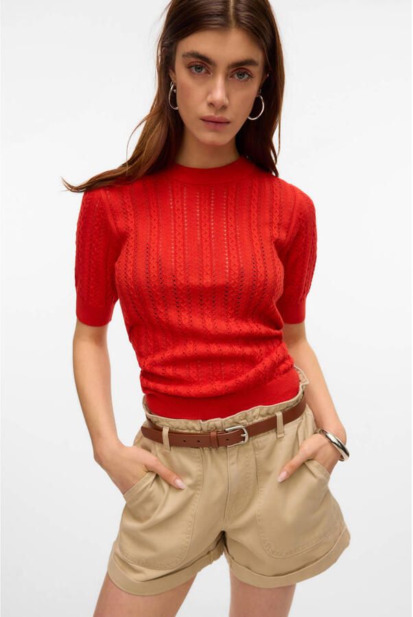 VERO MODA top koraalrood gebreid - Foto 3