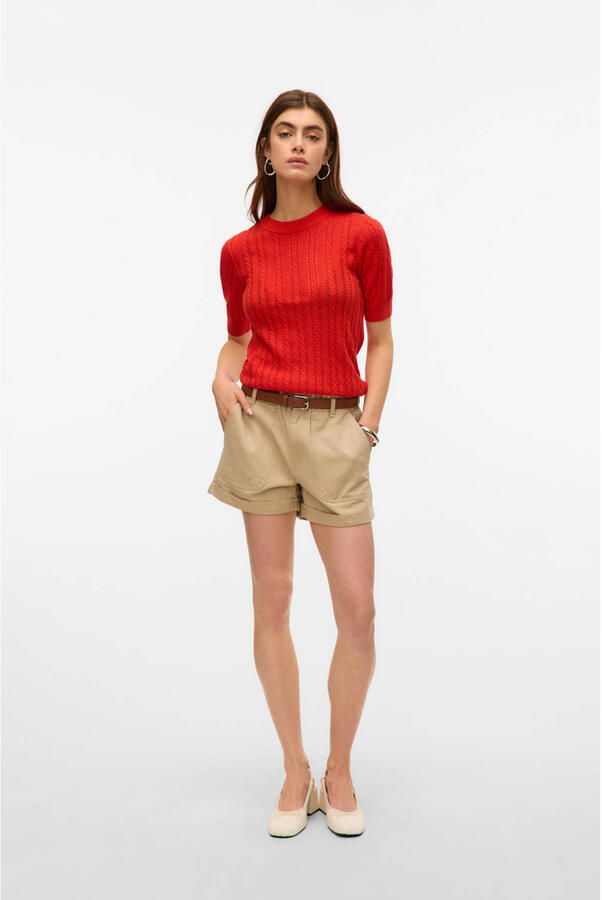 VERO MODA top koraalrood gebreid
